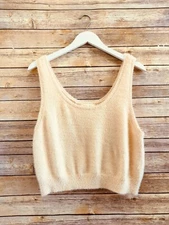 Hazel Moon Sweater Tank Women’s Size XL Cream Cropped Fuzzy