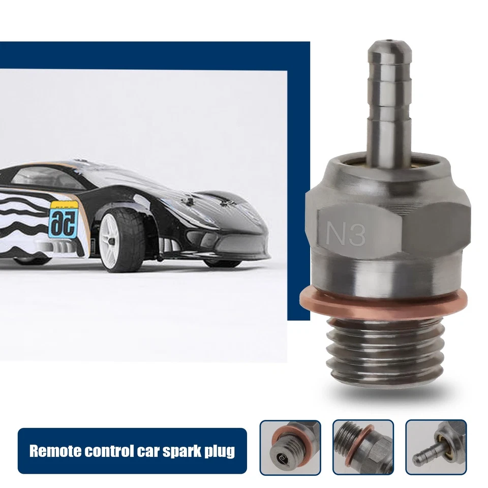 1/2x N3 Spark Glow Plug with Washer for 1/10 Scale RC Car HSP 70117 Kyosho HPI - Image 4 of 4