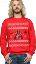 Image of Star Wars Darth Wader Unisex Christmas Sweatshirt Jumper Pullover Size L Red