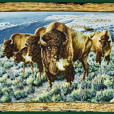 QUILTING TREASURES ''WHERE THE BUFFALO ROAM'' #24988-X FABRIC PANEL 23.5'' X 43''