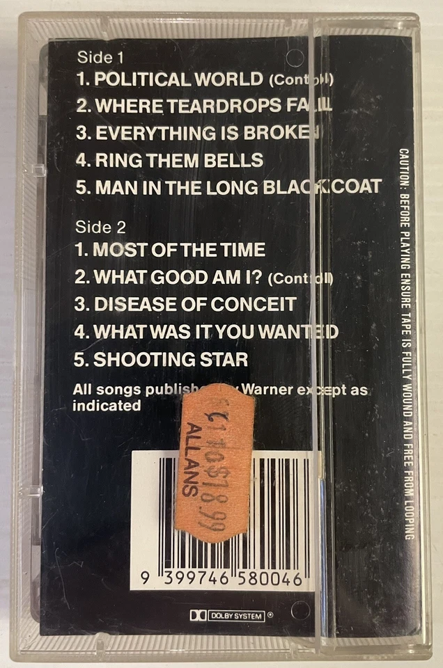 Bob Dylan Oh Mercy Music Cassette Tape 465800 4 CBS Records 1989 Original - Image 2 of 4