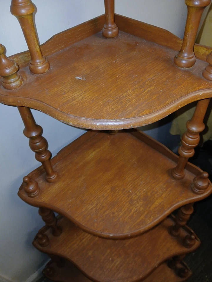 Victorian Style Wood Spindle Corner Etagere 5 tier Display Stand Whatnot Fixer - Image 4 of 4