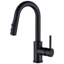 Bar Faucet with Pull Out Sprayer Single Hole Matte Black, Single Handle Stain...