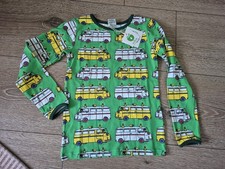 NEU Smafolk Langarmshirt Gr. 122-128 Grün Bunt Fahrzeug Bio-Baumwolle Longsleeve