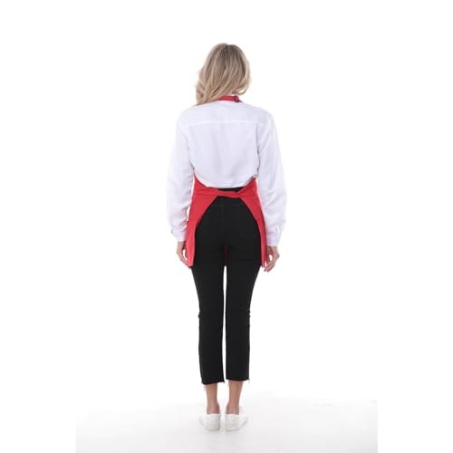 Chef Aprons for Women with 3 Pockets, Kitchen Work Apron for Cooking, Red - Bild 5 von 5