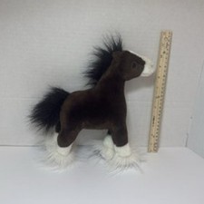 Gund Dale Clydesdale Horse Plush Brown White 11 Inch
