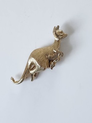 Napier Kangaroo Brooch Gold Tone Mother and Joey Pin Vintage Animal Jewelry