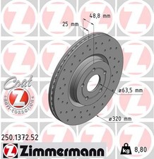 2x ZIMMERMANN Bremsscheibe SPORT Z 250.1372.52 für FORD KUGA FOCUS VOLVO TRANSIT