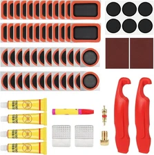 80pcs Bike Tire Repair Kit, Self-Adhesive Bike Tire Patch Kit, Bike Tool Kit wit