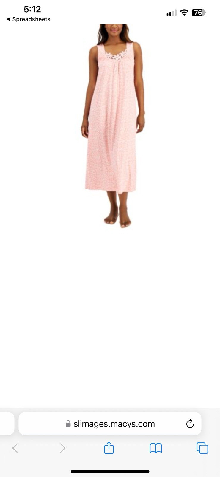 Charter Club Sleeveless Lace-Trim Long Nigh Org Petal Prde L #24