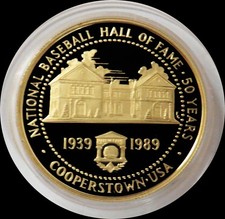 1989 GOLD BASEBALL GEM PROOF 24K COOPERSTOWN  50th ANNIVERSARY by FRANK GASPARRO