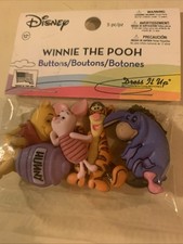 Disney Winnie the Pooh Character Buttons Pooh Piglet Eeyore Tigger and Honeypot
