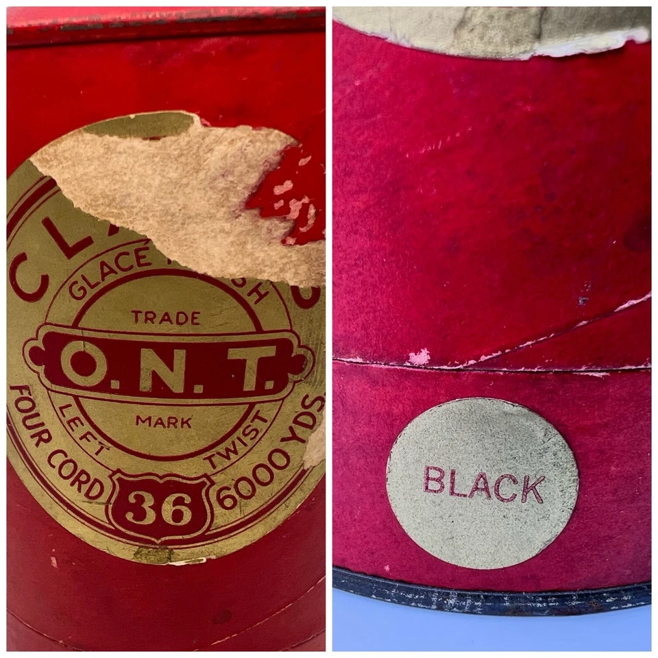 Tubo de carrete de rosca Glace negro vintage 6000 yardas no. 36 nociones de costura Foto 3 de 4