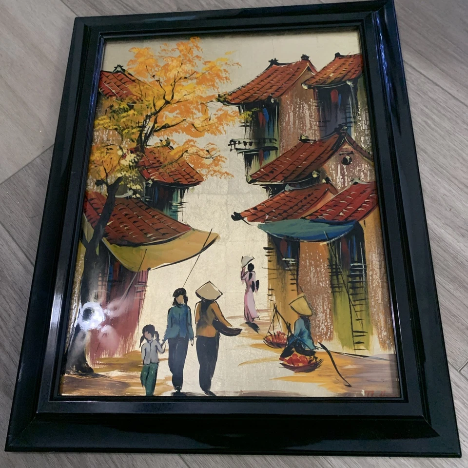 Asian Painting On Gold Foil Paper Signed By Artist Absolutely Stunning - Image 4 of 4