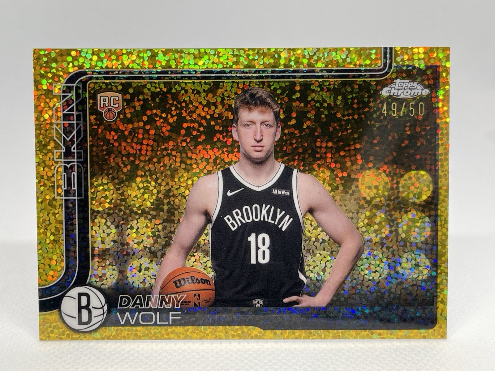 2025-26 Topps Chrome Danny Wolf RC Image Variation SSP Gold Speckle /50 NETS