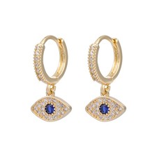 Gold Plated Evil Eye Huggie Hoop Earrings for Women, universal size, gold