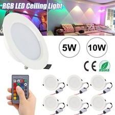 5W 10W RGB Dimmable LED Ceiling Light Recessed Round Downlight Remote Control