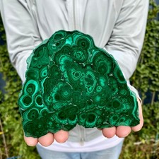 422G Natural malachite slice quartz crystal luster mineral specimen
