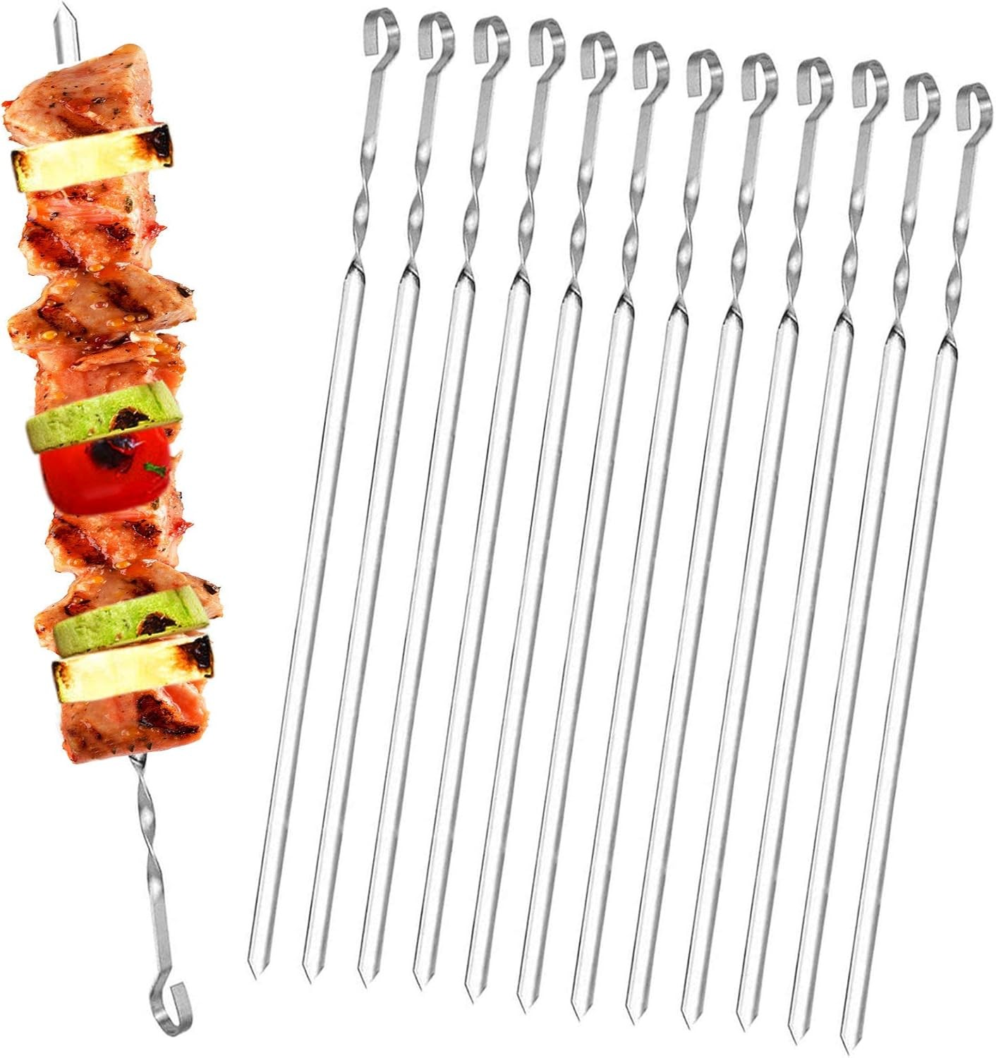 15 Inches BBQ Skewers Homealexa 20 PCS Metal Kebab Skewers Stainless Steel Set 8190₽