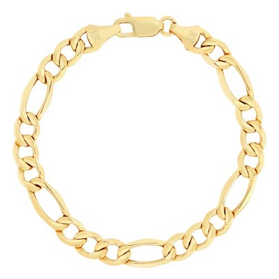 10K Yellow Gold 2mm-9mm Italian Figaro Chain Link Bracelet Mens Women 7'' 8'' 9''