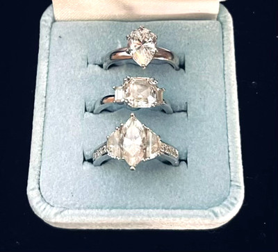 Epiphany Set of 3 Sterling Silver Rings Sparkling Cubic Zirconia 10gm Size 6 & 7