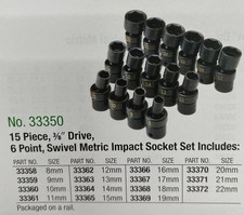 Sk U.s.a. Made 33350 38dr. Metric Swivel Impact Set 15pc.