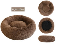 Super Soft Dog Bed Long Plush Donut round Dog Kennel Comfortable Fluffy Cushion