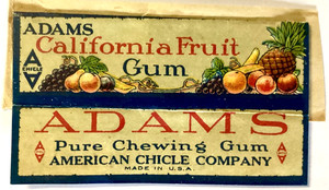 RARE 1919 AMERICAN CHICLE CO- ADAMS  CALIFORNIA FRUIT CHEWING GUM WRAPPER