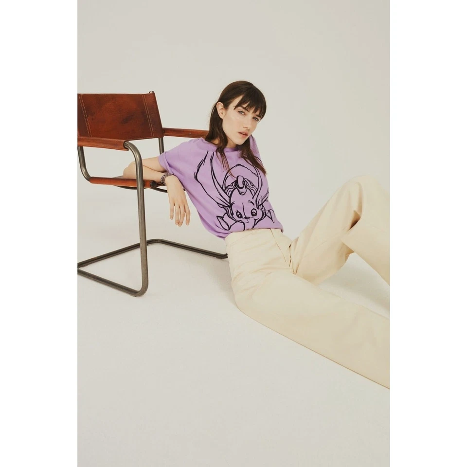 Zara Disney RARE Dumbo Timothy Q. Mouse Cotton T-Shirt Purple Size S - Image 3 of 4