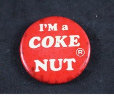 Vintage - Coca Cola Pin - I'm a Coke Nut - Red - 2 inches
