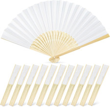 12 Pcs Abanico Papel Blanco 8.3 Inch Boda Regalo Fiesta Novia Decoracion Mano