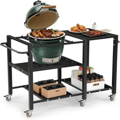 Outdoor Grill Table for Big Green Egg, Rolling Cart for Large BGE (Cart Only)