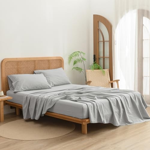 Sheet Set 100% Washed Cotton Linen Feel Super Soft Comfortable Chic - Picture 5 of 8