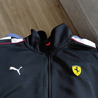 PUMA Scuderia Ferrari Men's L Full-Zip Track Jacket Stand-Up Collar Black