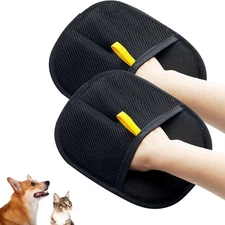 2 PCs Electrostatic Pet Hair Removal Gloves Reusable Pet Grooming Gloves Brush
