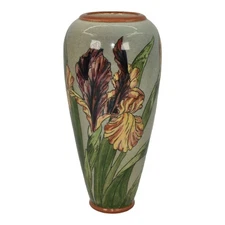 Santa Barbara Ceramic Design 1981 Pottery Hand Painted Iris Blue Vase Collinson