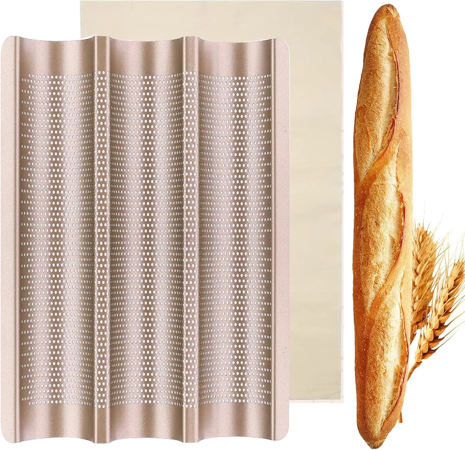 Baguette Pan, French Bread Baking Pan Perforated 3 Loaves Long Italian Bread Pan
Opens in a new wind