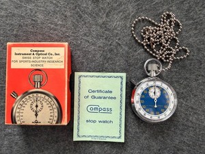 Swiss Made Compass Instrument 7 Jewels Mechanical Wind Up Stop Watch with Box