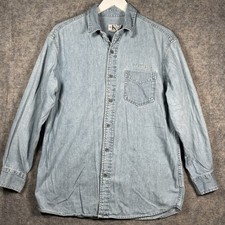 Vintage 90s Calvin Klein Jeans Embroidered Denim Button Down Shirt Mens Size M