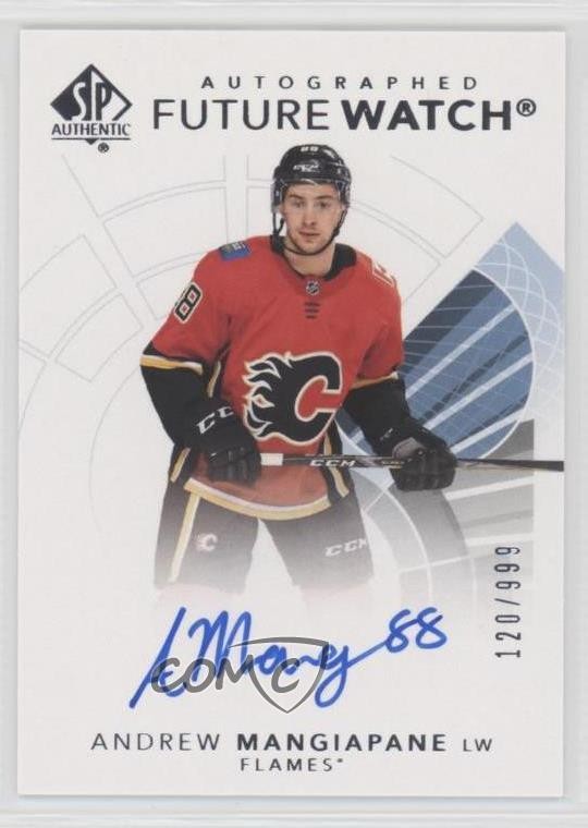 2017 SP Authentic Future Watch 120/999 Andrew Mangiapane #182 Rookie Auto RC 2xy