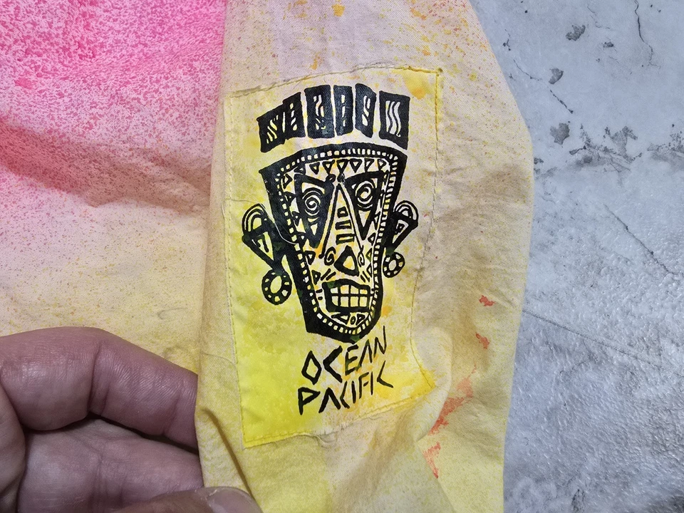 Pullover cortavientos vintage OP Ocean Pacific media cremallera para hombre talla M colores neón Foto 4 de 4