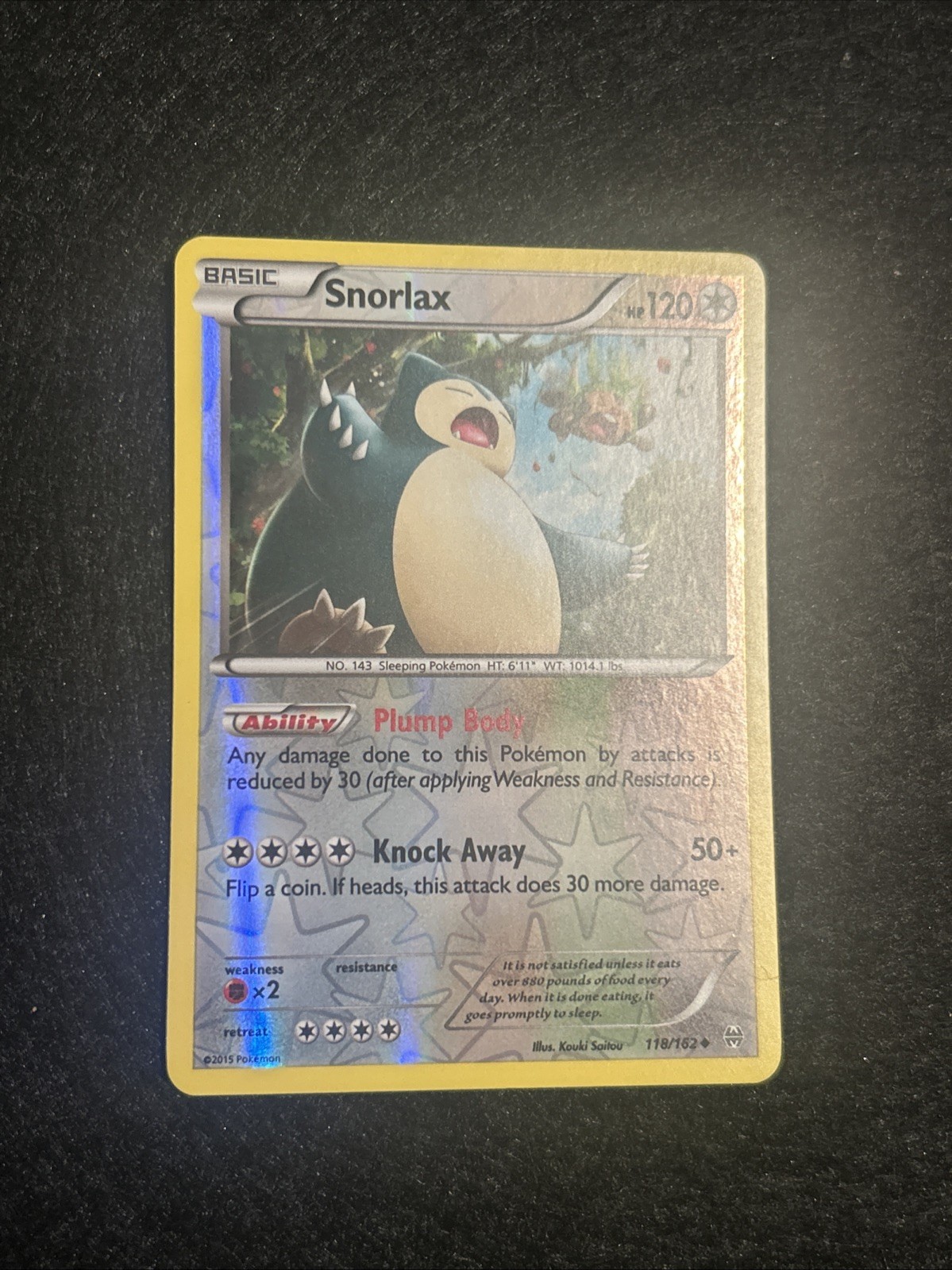 Pokémon Snorlax 118/162 Uncommon Reverse Holo Card XY Breakthrough LP