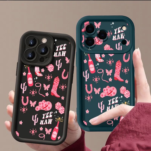 Girls Cute Pink Pattern Silicone Case For iPhone 17 16 Pro Max 15 14 13 12 Cover - Picture 7 of 19