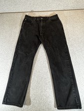 Levis 505 Jeans Mens 36x30 Black Regular Fit Straight Dark Wash Denim Classic
