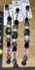 Glass beads lot Of 3 Strands  Boho Black Purple  Silver,darice,jewelry  making