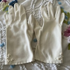 Vintage Elegant Ivory Cotton Gloves Women's Size 7