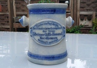 Antiker Jugendstil Kautabak Topf "Steiner & Hellmund Nordhausen" Verkaufsgefäß