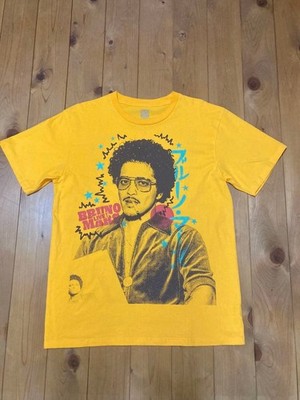 BRUNO MARS TOKYO DOME Goods Cotton T-shirt Yellow Live Concert Cut Sewn L size