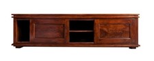 kolonialstil TV Board dunkelbraun Lowboard Fernsehtisch 160cm Akazie Holz massiv
