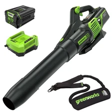 Greenworks 80V 730CFM Leaf Blower w/ 2.5Ah Battery 4A Rapid Charger Plus Strap